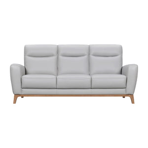 Homeroots 83" Gray Leather Sofa With Brown Legs   546406