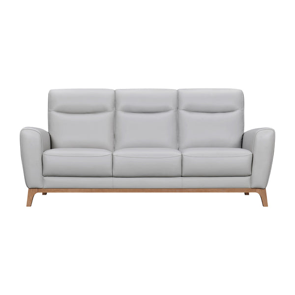 Homeroots 83" Gray Leather Sofa With Brown Legs   546406