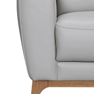 Homeroots 83" Gray Leather Sofa With Brown Legs   546406