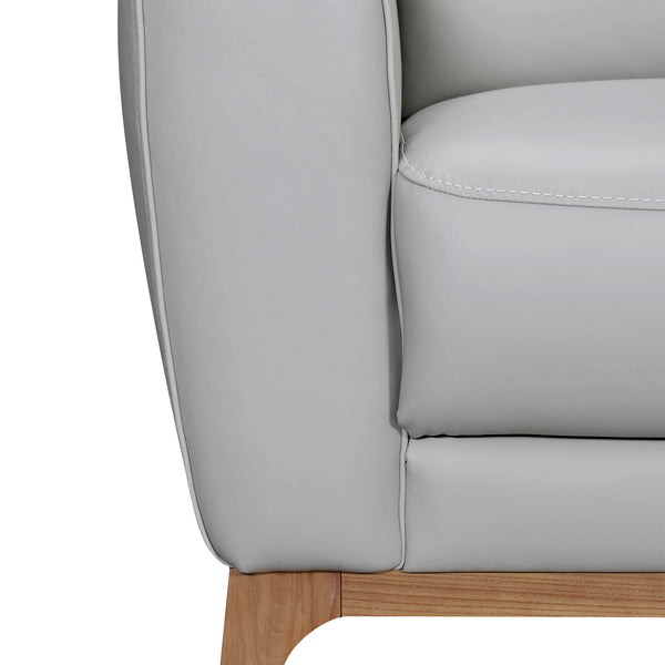 Homeroots 83" Gray Leather Sofa With Brown Legs   546406