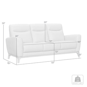 Homeroots 83" Gray Leather Sofa With Brown Legs   546406