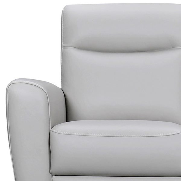 Homeroots 83" Gray Leather Sofa With Brown Legs   546406