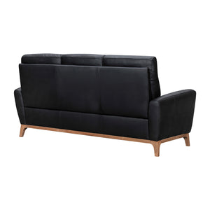 Homeroots 83" Black Leather Sofa With Brown Legs   546407
