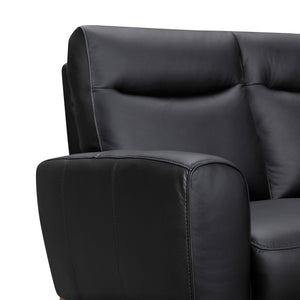 Homeroots 83" Black Leather Sofa With Brown Legs   546407