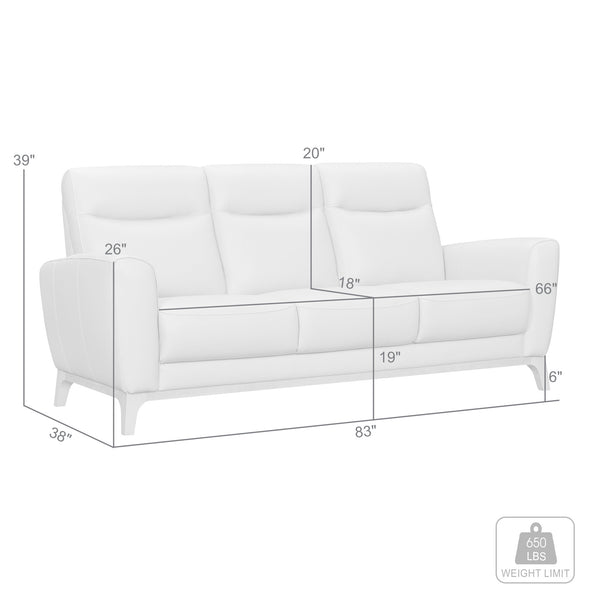 Homeroots 83" Black Leather Sofa With Brown Legs   546407