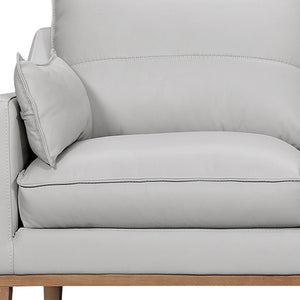 Homeroots 87" Gray Leather Sofa And Toss Pillows With Brown Legs   546408