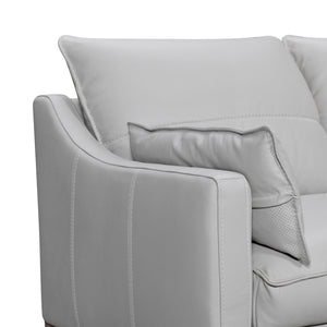 Homeroots 87" Gray Leather Sofa And Toss Pillows With Brown Legs   546408