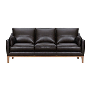 HomeRoots 87" Dark Brown Leather Sofa with Toss Pillows – Luxe Comfort, Modern Design, Perfect for Any Space 546409