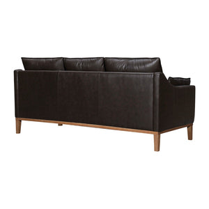 HomeRoots 87" Dark Brown Leather Sofa with Toss Pillows – Luxe Comfort, Modern Design, Perfect for Any Space 546409