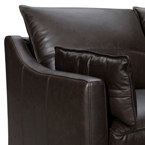 HomeRoots 87" Dark Brown Leather Sofa with Toss Pillows – Luxe Comfort, Modern Design, Perfect for Any Space 546409