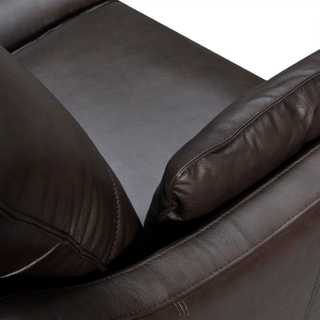 HomeRoots 87" Dark Brown Leather Sofa with Toss Pillows – Luxe Comfort, Modern Design, Perfect for Any Space 546409