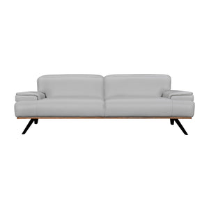 Homeroots 89" Gray Leather Sofa With Black Legs   546410