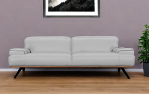 Homeroots 89" Gray Leather Sofa With Black Legs   546410