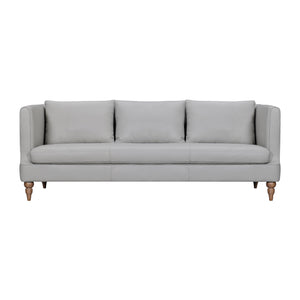 Homeroots 85" Gray Leather Sofa With Brown Legs   546411