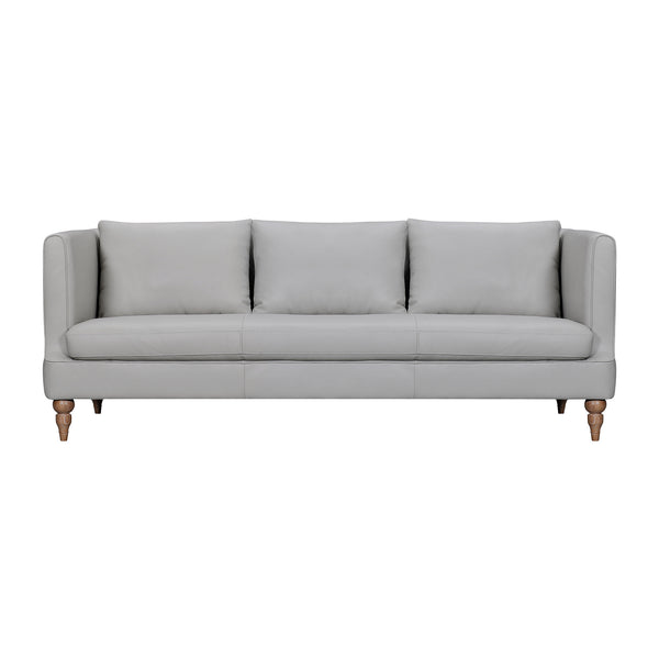 Homeroots 85" Gray Leather Sofa With Brown Legs   546411