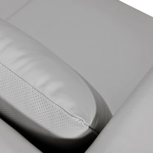 Homeroots 85" Gray Leather Sofa With Brown Legs   546411