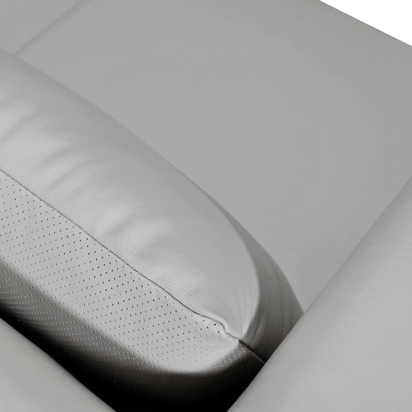 Homeroots 85" Gray Leather Sofa With Brown Legs   546411