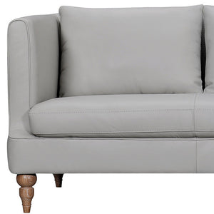 Homeroots 85" Gray Leather Sofa With Brown Legs   546411