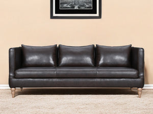 Homeroots 85" Dark Brown Leather Sofa With Brown Legs   546412