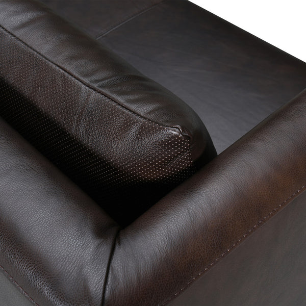 Homeroots 85" Dark Brown Leather Sofa With Brown Legs   546412