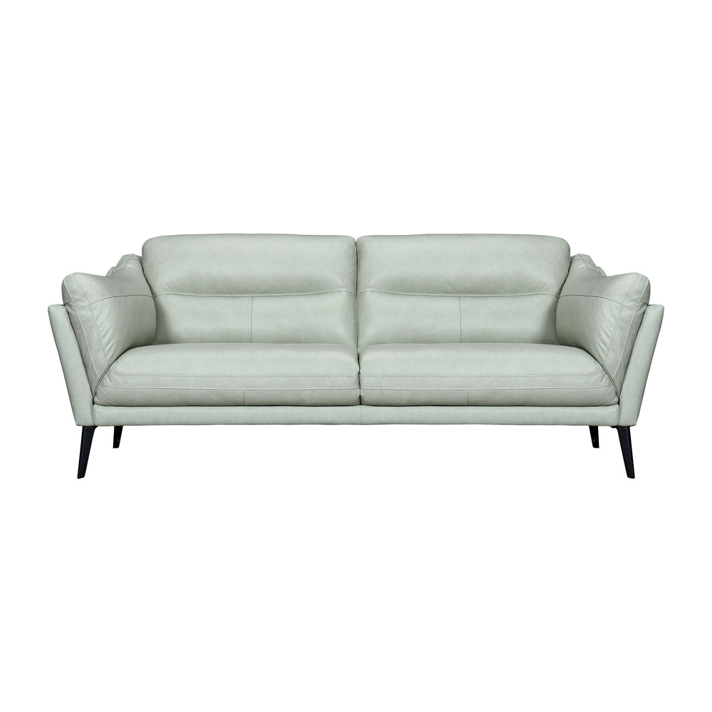 Homeroots 87" Mint Green Leather Sofa With Black Legs   546413