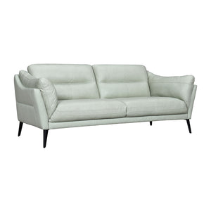 Homeroots 87" Mint Green Leather Sofa With Black Legs   546413