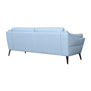 Homeroots 87" Sky Blue Leather Sofa With Black Legs   546414