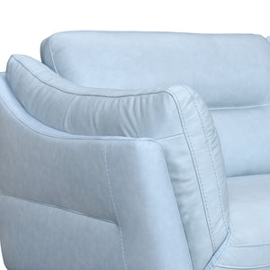 Homeroots 87" Sky Blue Leather Sofa With Black Legs   546414