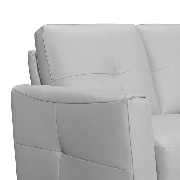 Homeroots 82" Light Slate Gray Leather Sofa With Brown Legs   546415