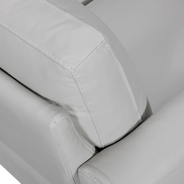 Homeroots 82" Light Slate Gray Leather Sofa With Brown Legs   546415