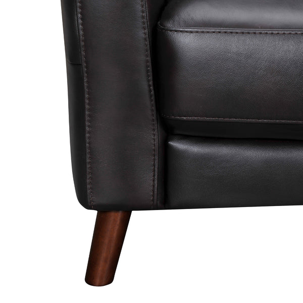 Homeroots 82" Black Leather Sofa With Brown Legs   546416