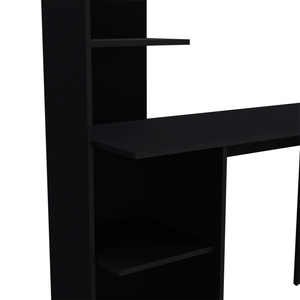 Homeroots 47" Black Wood Computer Desk - Elegant, Space-saving Design For A Productive Home Office Suite   546417