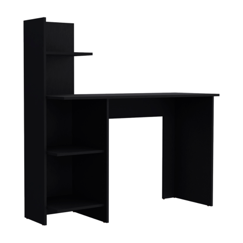 Homeroots 47" Black Wood Computer Desk - Elegant, Space-saving Design For A Productive Home Office Suite   546417