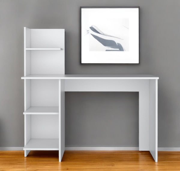 Homeroots 47" White Wood Computer Desk - Stylish, Durable, And Perfectly Sized For Your Professional Workspace   546418