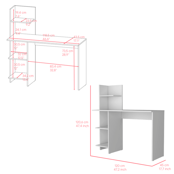 Homeroots 47" White Wood Computer Desk - Stylish, Durable, And Perfectly Sized For Your Professional Workspace   546418