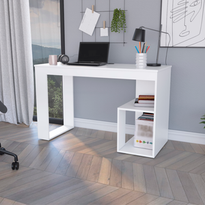 Homeroots 47" White Wood Computer Desk - Stylish, Durable, And Perfectly Sized For Your Professional Workspace   546419
