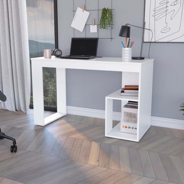 Homeroots 47" White Wood Computer Desk - Stylish, Durable, And Perfectly Sized For Your Professional Workspace   546419