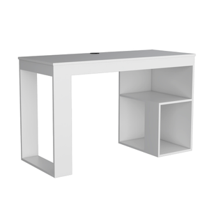 Homeroots 47" White Wood Computer Desk - Stylish, Durable, And Perfectly Sized For Your Professional Workspace   546419