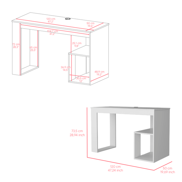 Homeroots 47" White Wood Computer Desk - Stylish, Durable, And Perfectly Sized For Your Professional Workspace   546419