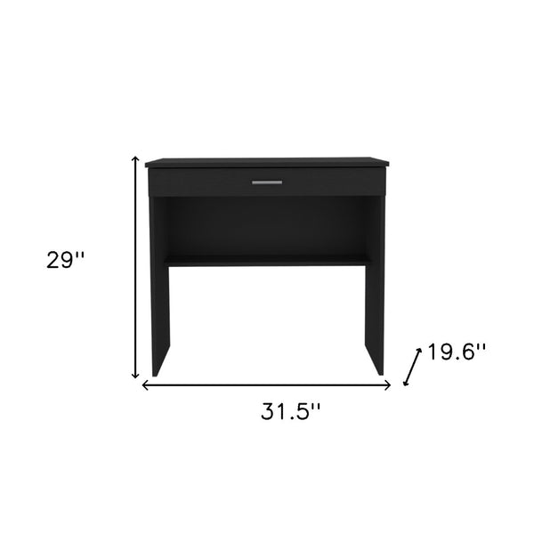 Homeroots 32" Black Wood Computer Desk – Stylish Executive Design With Hidden Drawer For Organized Workspace   546420