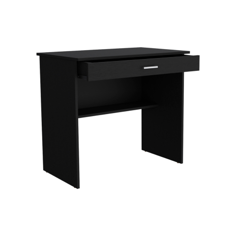 Homeroots 32" Black Wood Computer Desk – Stylish Executive Design With Hidden Drawer For Organized Workspace   546420