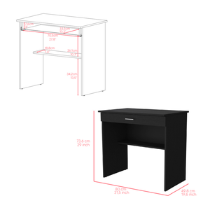 Homeroots 32" Black Wood Computer Desk – Stylish Executive Design With Hidden Drawer For Organized Workspace   546420