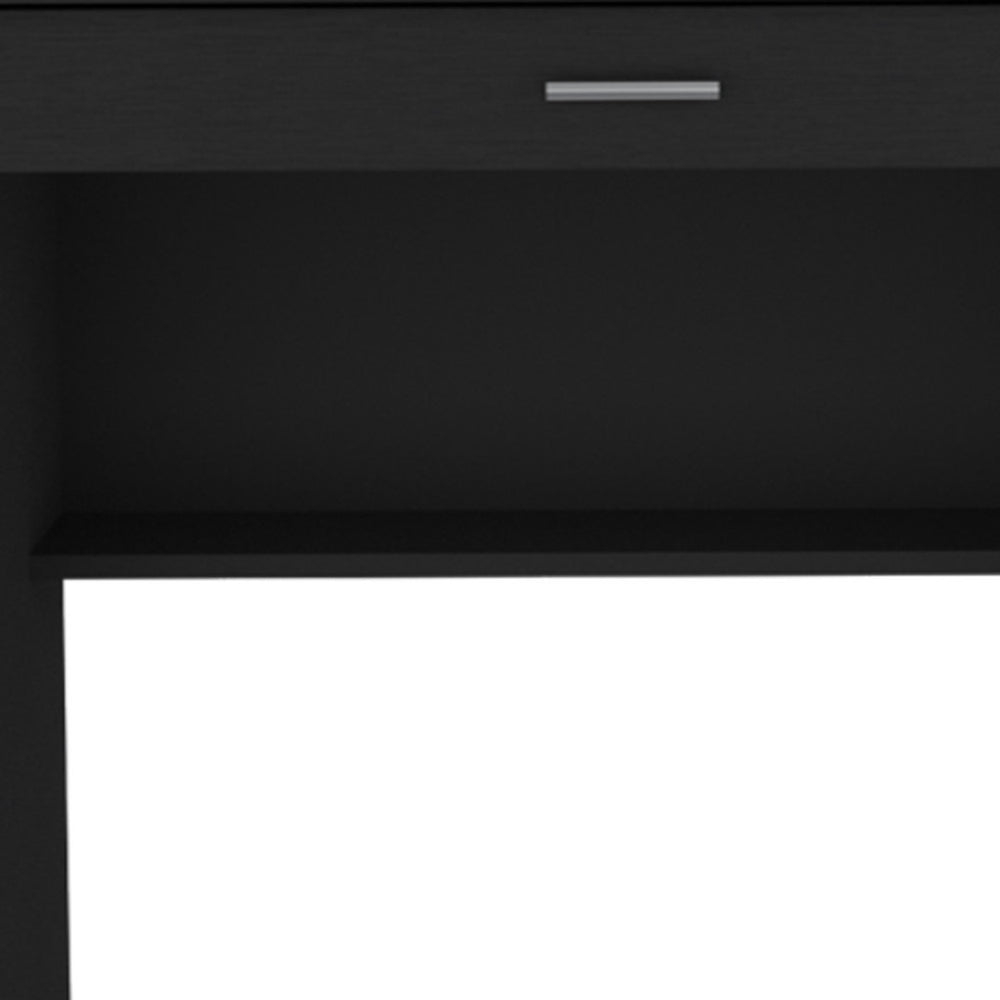 HomeRoots 32" Black Wood Computer Desk - Stylish Compact Workspace with Storage for Home Office or Study Nook 546420