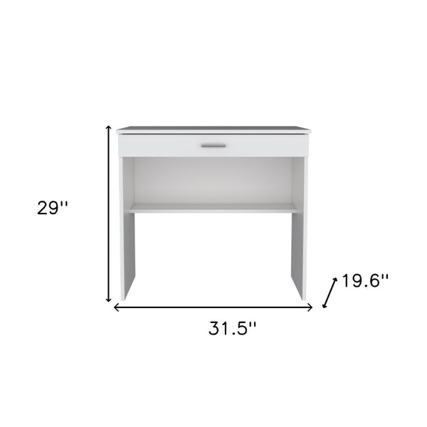 Homeroots 32" Elegant White Wood Computer Desk With Drawer – Stylish, Functional Workspace For Your Office   546421