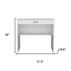 HomeRoots 32" Modern White Wood Computer Desk with Drawer - Stylish, Space-Saving Workstation for Home Office 546421