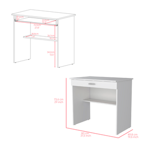 Homeroots 32" Elegant White Wood Computer Desk With Drawer – Stylish, Functional Workspace For Your Office   546421