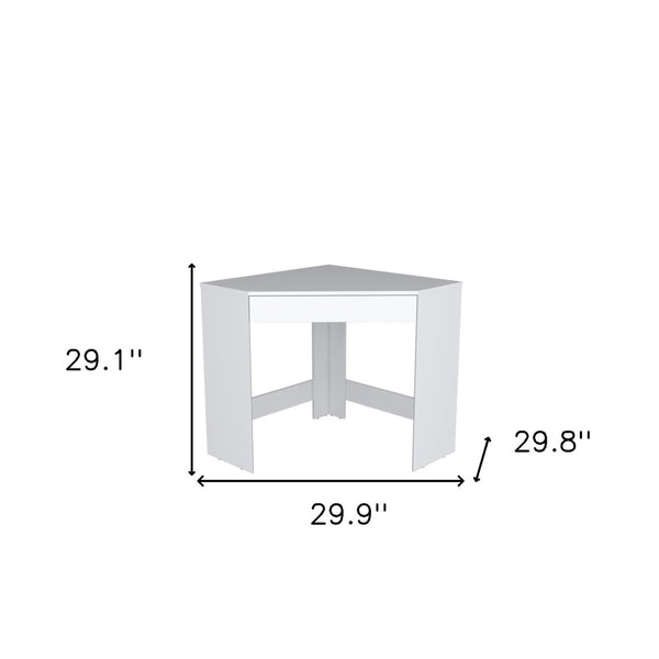 Homeroots 30" White Wood Corner Computer Desk - Stylish Space-saving Design With Hidden Storage For Home Office   546422
