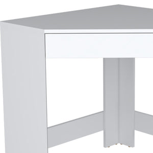 Homeroots 30" White Wood Corner Computer Desk - Stylish Space-saving Design With Hidden Storage For Home Office   546422