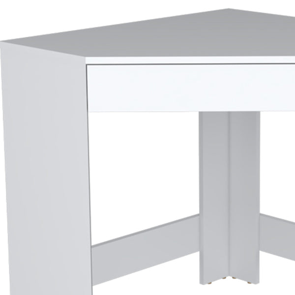 Homeroots 30" White Wood Corner Computer Desk - Stylish Space-saving Design With Hidden Storage For Home Office   546422