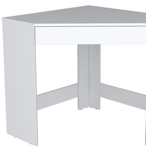 Homeroots 30" White Wood Corner Computer Desk - Stylish Space-saving Design With Hidden Storage For Home Office   546422